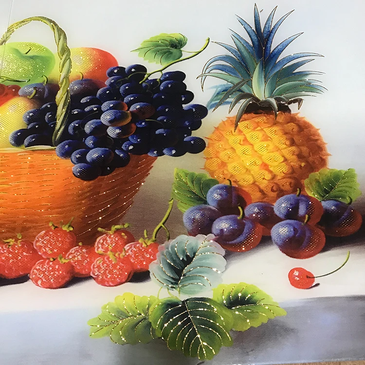 Living Room Background Fruit Pattern 3D Ceramic Wall Tile Designs 3D Wall Decor Tile for Bedroom