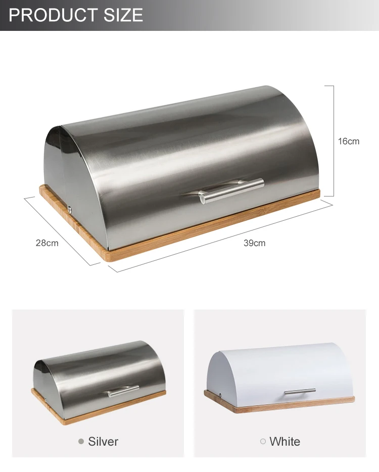 Custom Large Capacity Metal Bamboo Bread Box Storage Container Boxes