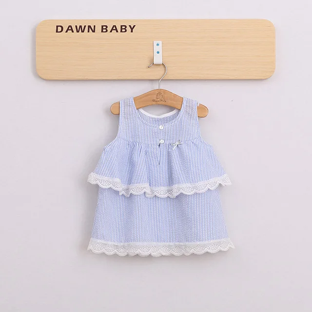 100% хлопок дышащий полосатый без рукавов двухслойные летние платья для детей