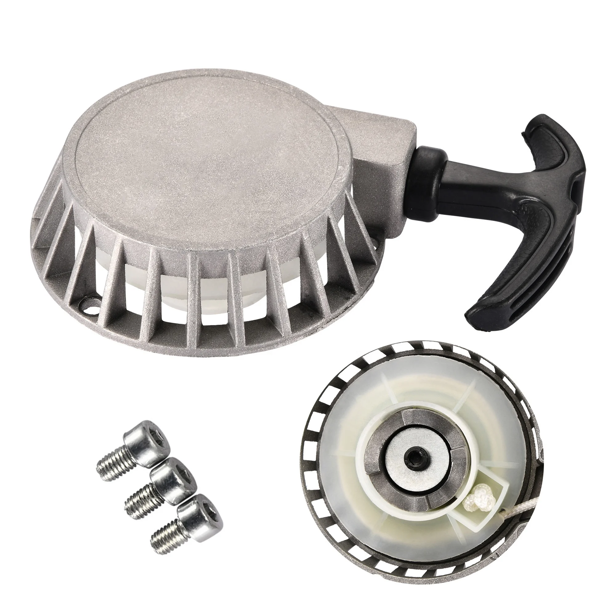 GOOFIT Motorcycle Silver Pull Start Recoil Starter Replacement for 2 Stroke 43cc 47cc 49cc Brush Cutter ATV Mini Dirt Bike Scoot