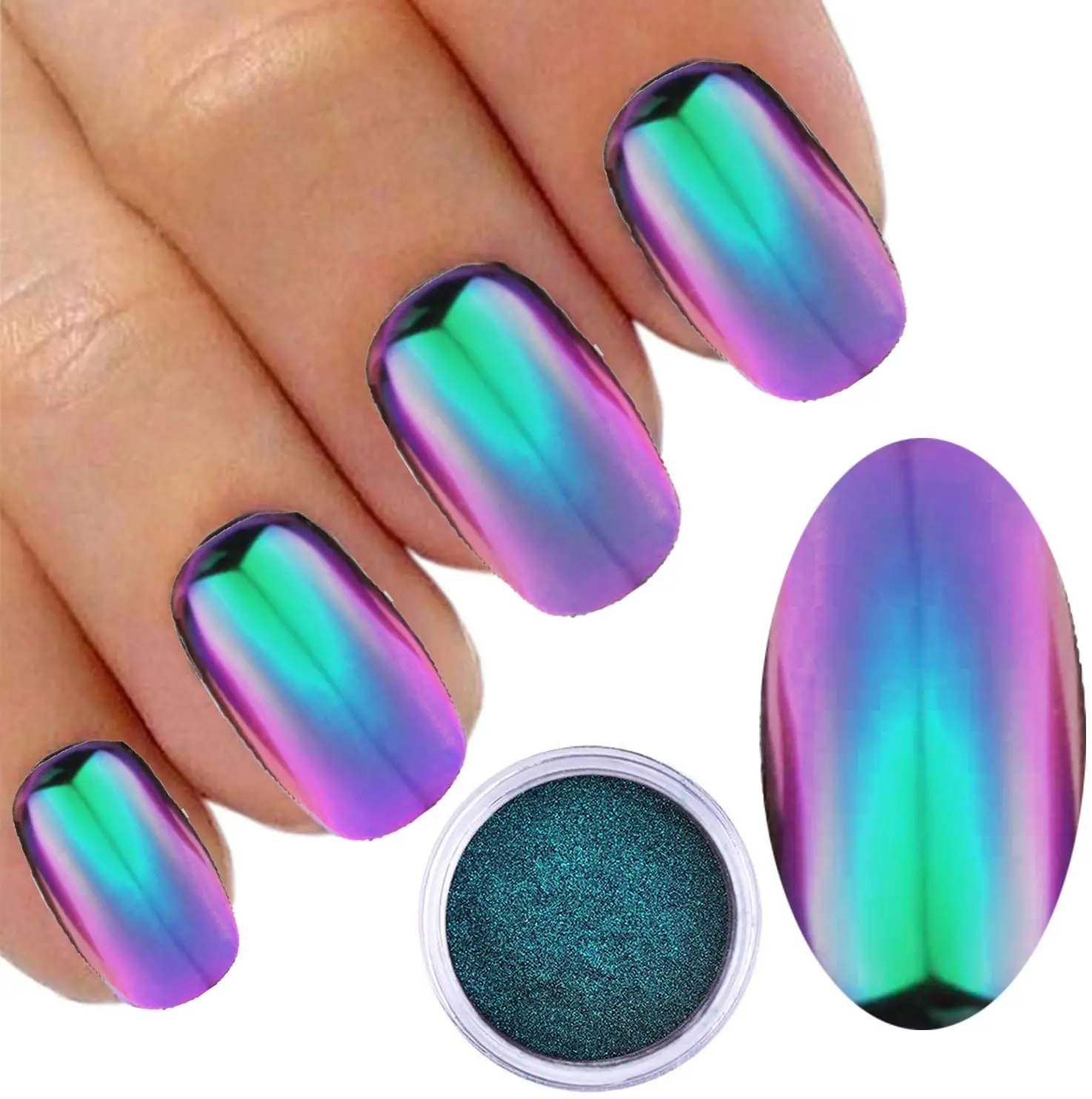 Purple Chameleon Chrome Nail Powders Blue Green Metallic Effect Gel Polish  Rubbing Dust Pigment DIY Glitter Manicure GLBBX-03 - AliExpress