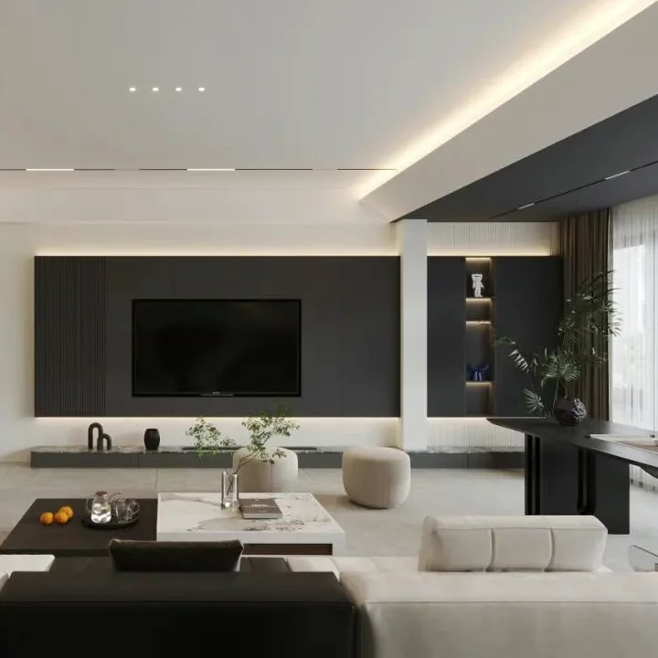 Melinco Nordic Style Living Room Cabinet Matched Wall Panel Door Eco-Friendly Durable Light Wood Tone for Hotel Gym Scandinavian