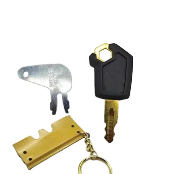 8H5306 5P8500 Excavator Heavy Equipment Key Chain F0002 Ignition Key with Chain Plate Key Chain