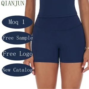 OEM Women's High Compression Stretchy Gym Fitness Shorts Double Waist Line Anti-Slip Sports Biker Yoga Wear Shorts