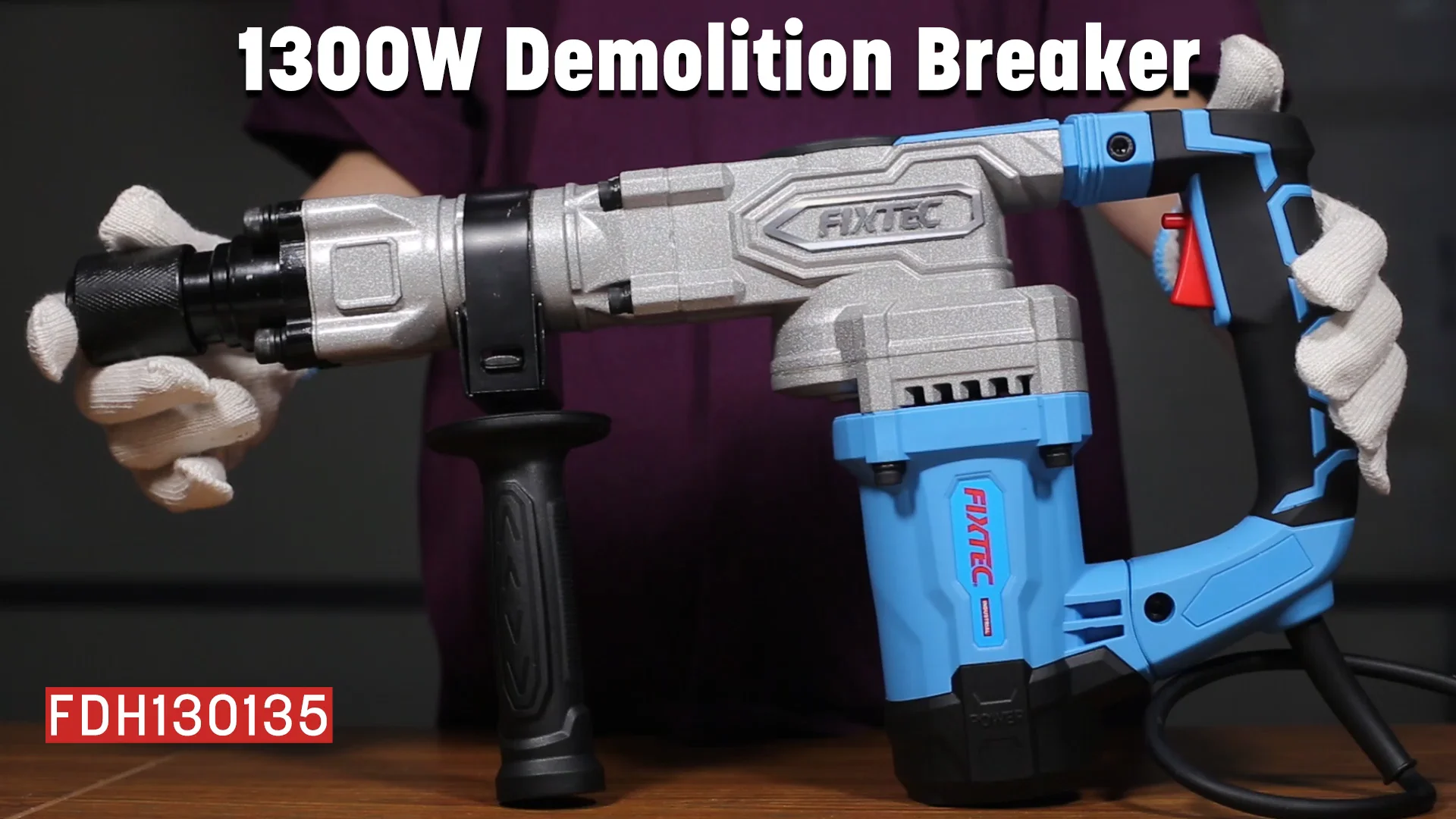 Fixtec 1300w 17mm Hex Chuck Power Demolition Hammer Drills Vibrator