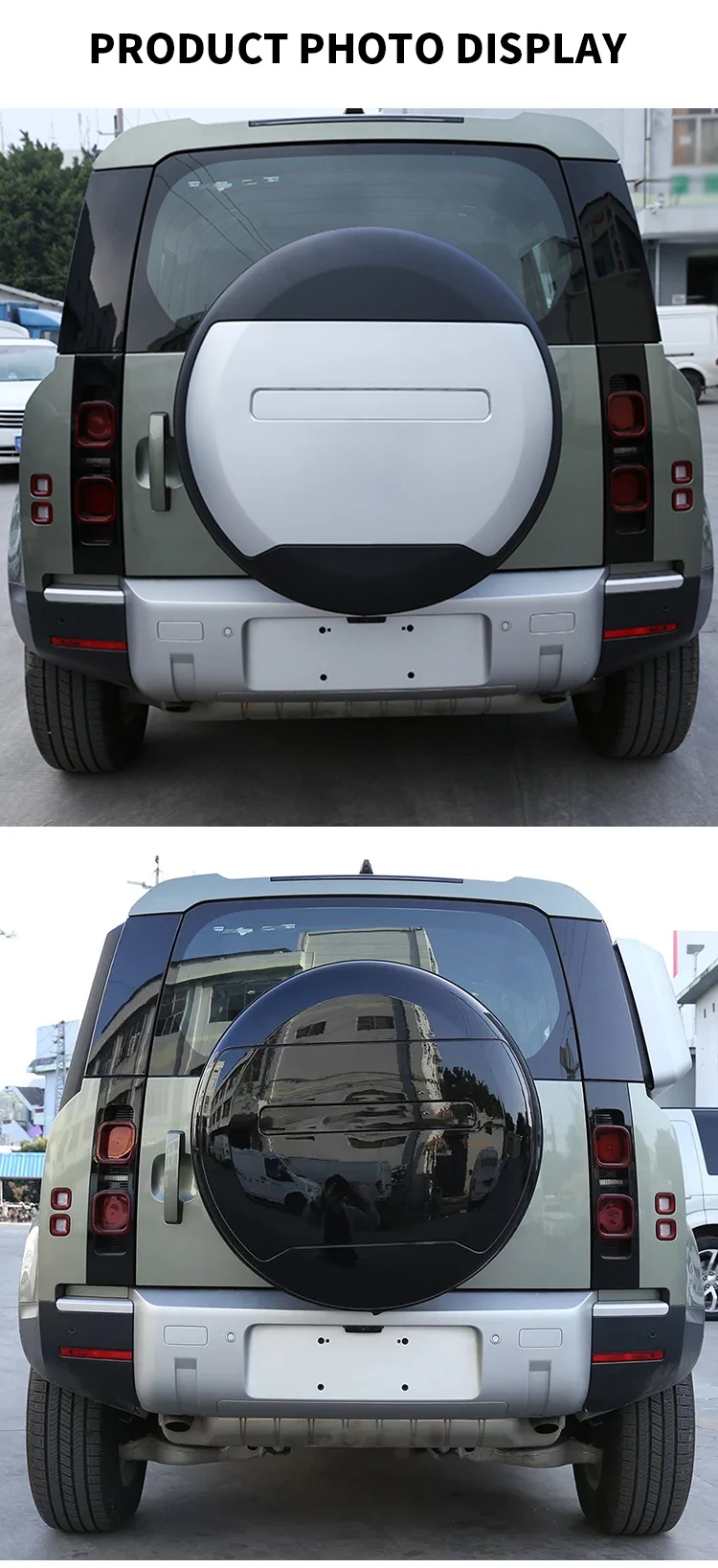 Black or White Tire Cover Exterior Accessory ABS Spare Wheel Cover for Land Rover Defender Rear Door Compartment Tire Cover supplier