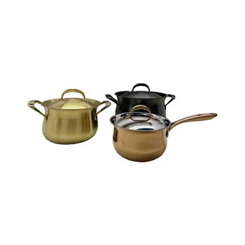Three Colors Soup Pot Milk Cooker Stainless Steel Specialty Cookware Set