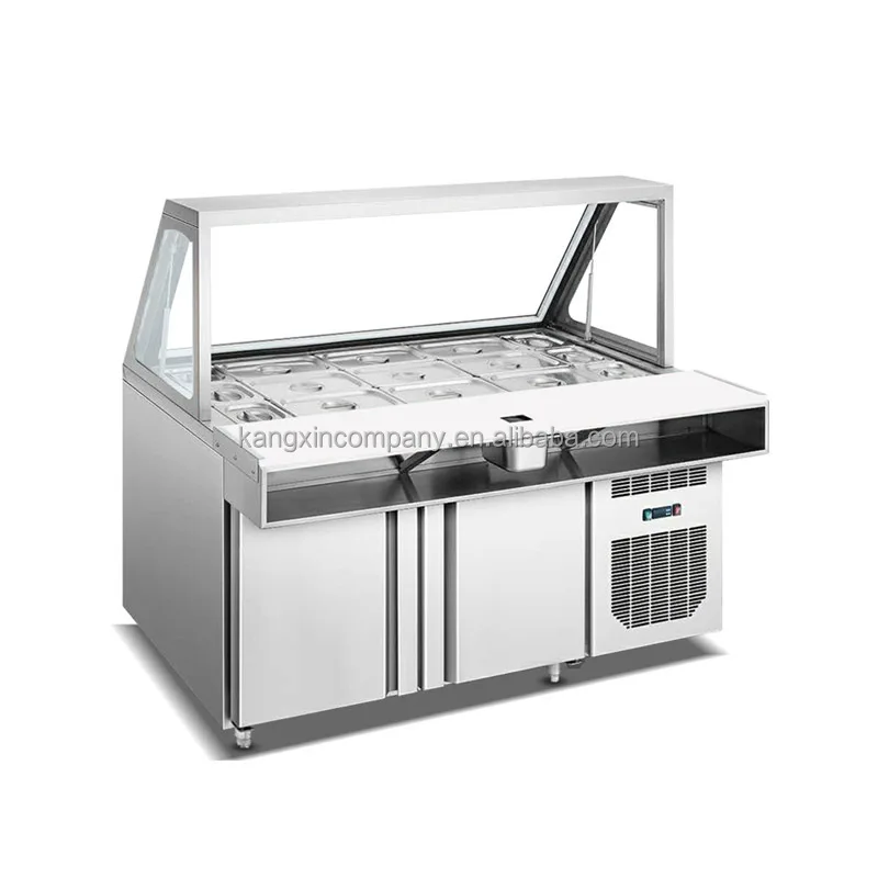 Commercial Use Subway Sandwich Prep Table Refrigerated Cover Lid Customized Salad Bar for Buffet Service 1.5M Digital Controller