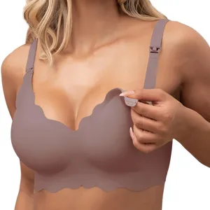 Wholesale Factory Seamless Nursing Bras for Breastfeeding Soft Wireless Bra Maternity Bralette Comfortable Scalloped Bra