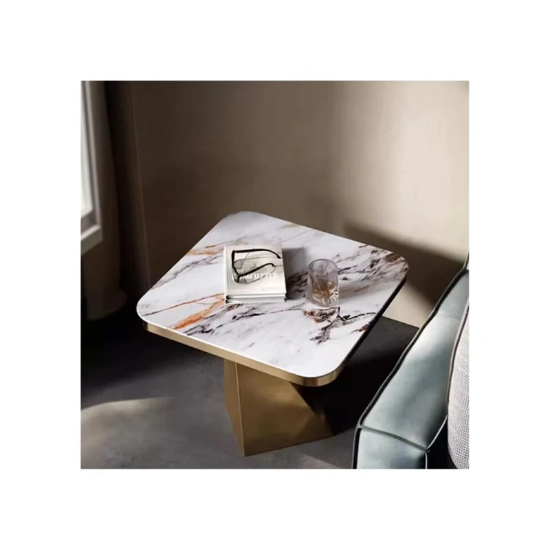 Modern Simple Italian Rock Board Coffee Table Luxury Small Square Design Living Room Outdoor Use Corner Sofa Vanity Countertop