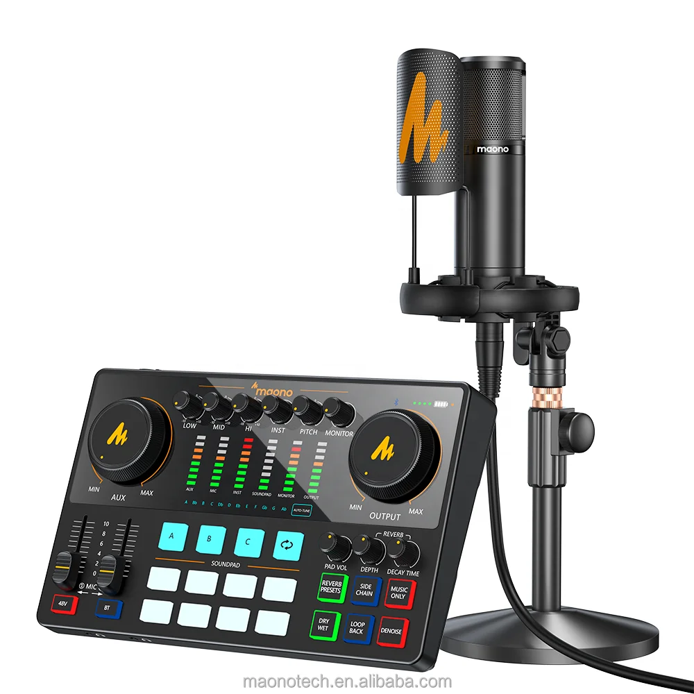 Maonocaster Podcast Equipment Bundle Audio Podcast Mixer With Xlr Condenser  Microphone Studio Recording Live Stream Sound Cards - Buy Digital Audio  Mixer Sound Card Studio Recording Sound Card Live