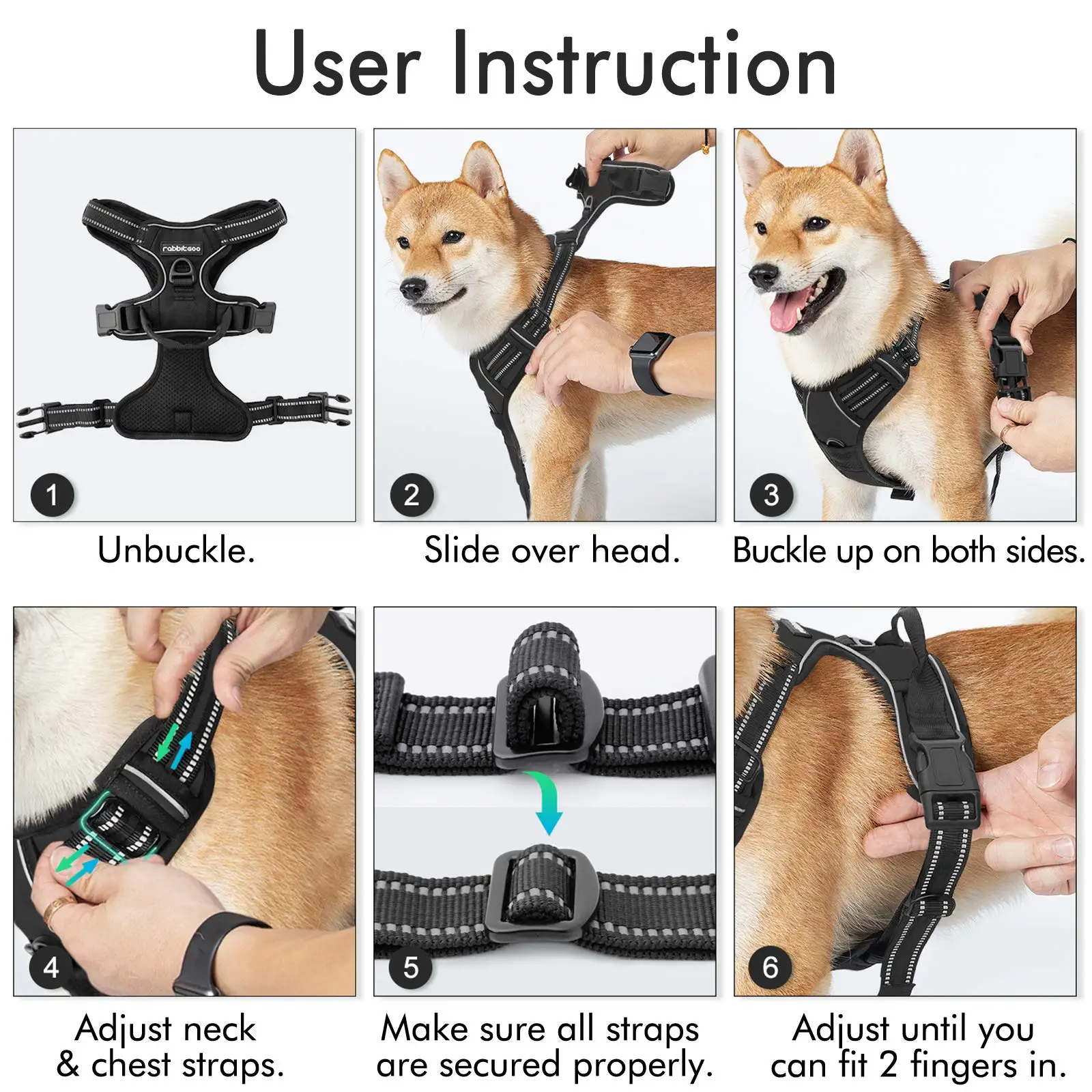New Neoprene Custom Reflective Tough Adjustable Pet Dog Training Har Set Harness Luxury Leash No Pull Dog Harness