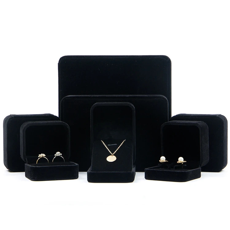 
Черный круглый угол с логотипом клиента, Подарочная бархатная упаковка для ювелирных изделий, коробка для ювелирных изделий, набор, чехол для ожерелья 