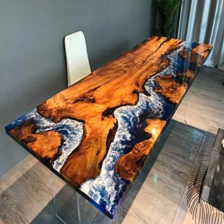 Solid Wood Crystal Clear Table Top Epoxy Resin Dining Table – Resin Table  Tops