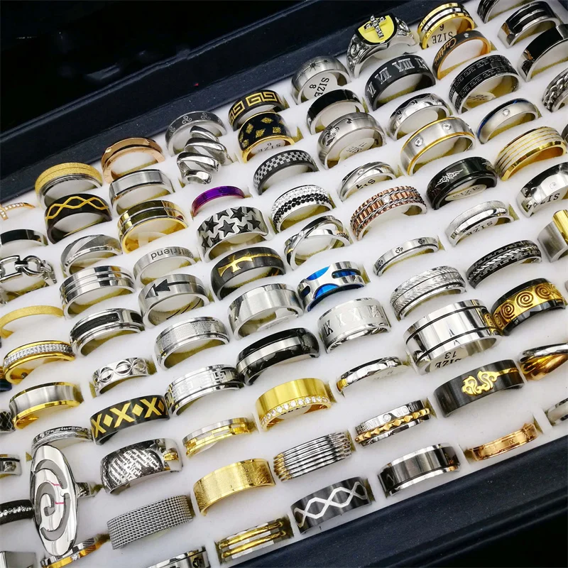 Wholesale Bulk Cheap Stainless Steel Rings Men Women Bulk Lot Mixed