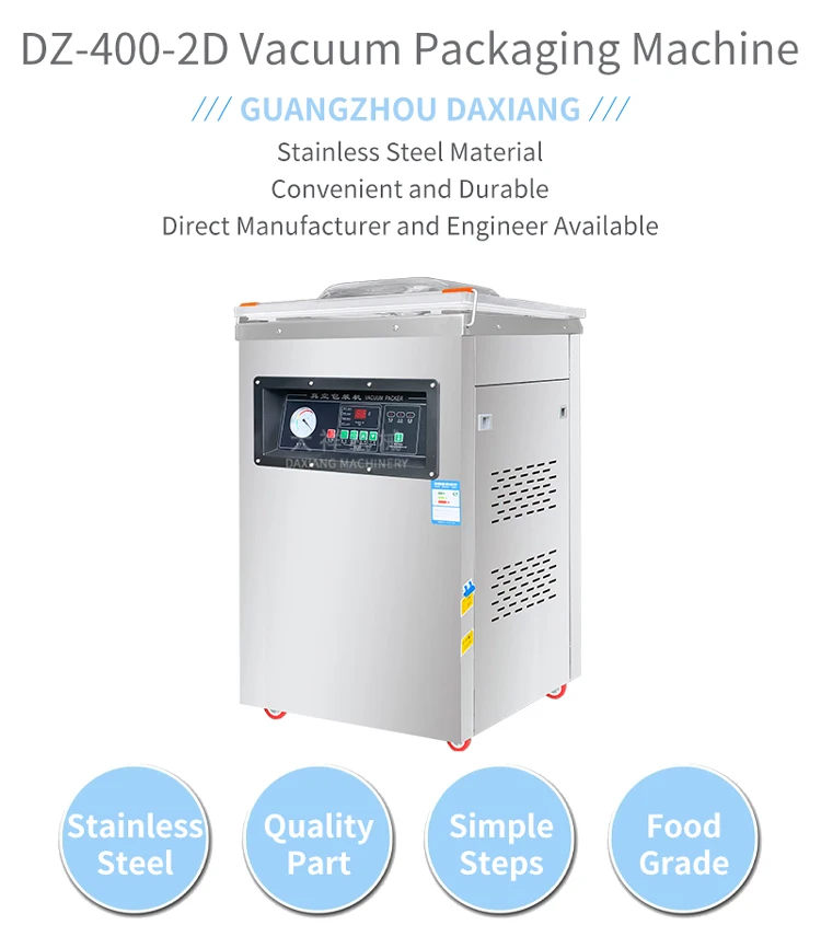 DZ-400-2D Automatic Sealing Single Chamber Sealer Fruit And Vegetable Vacuum Packing Machine manufacture