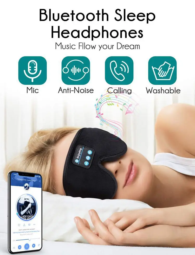 Factory Direct 3d Wireless 5.3 Bluetooth Music Eye Mask Call Binaural ...