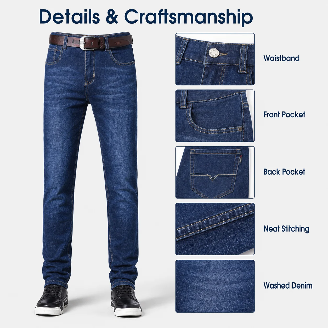 Factory Custom Business Edition Loose Men's Stretch Jeans Straight Plus Size Formal Casual Men Jeans