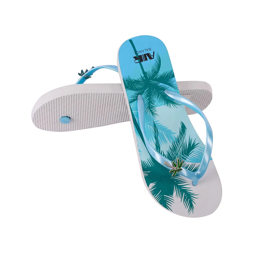 Sandalias con estampado de palma de coco para mujer, chanclas