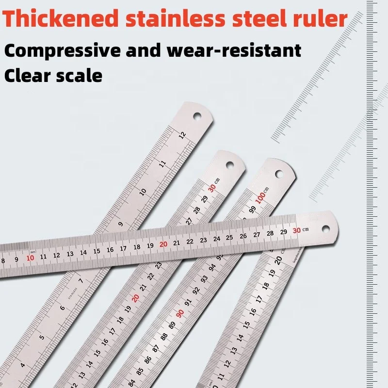 Мульти спецификация 15 см-200 см Передняя Метрическая и задняя английская нержавеющая сталь утолщенная прямая Линейка