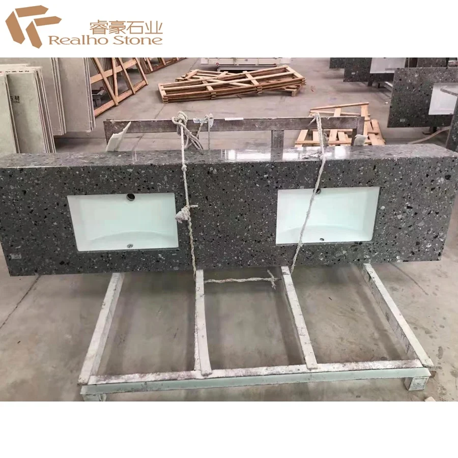 Customized Grey Terrazzo Bathroom Vanity Tops With Cheap Prices Buy Gray Bathroom Vanity Top