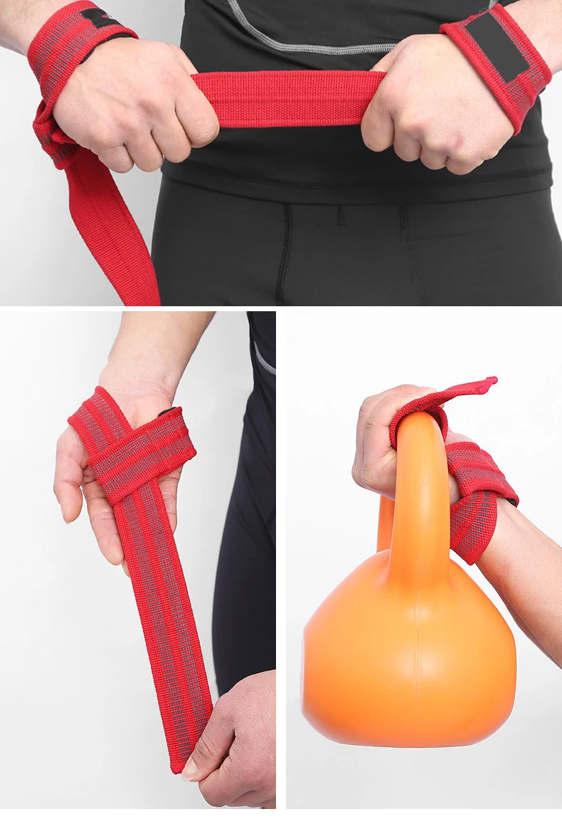 Cotton Power Weight Lifting Straps With Silicone Gym Deadlifting Wrist