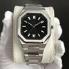 Silver watch black dial