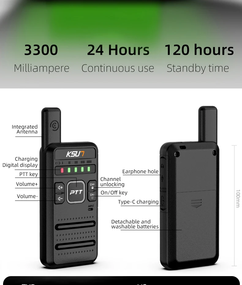 Ksun New M Ultra Thin Handheld Wireless Portable Rechargeable Two Way Radio Walkie Talkie