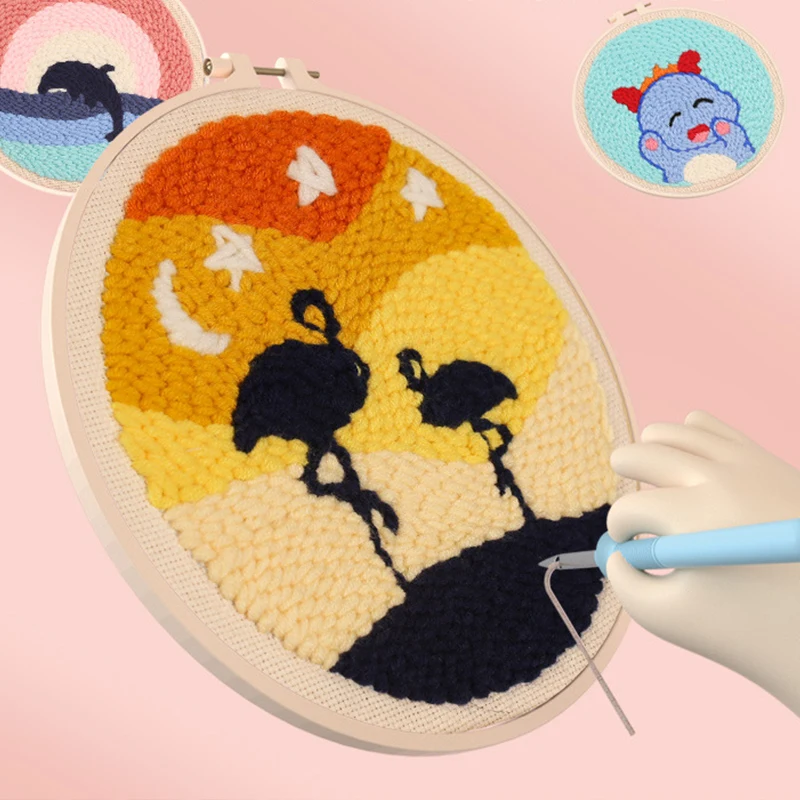 Punch Needle Coasters Kit Easy DIY Punch Needle Embroidery Kit for Beginners Adults Kids Including Patterns Art Craft Supplies