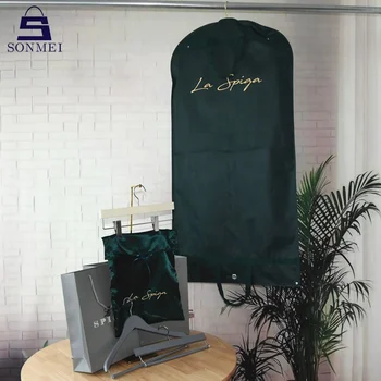 Luxury Recyclable Green Waterproof None Woven Custom Garment Bags With Logo