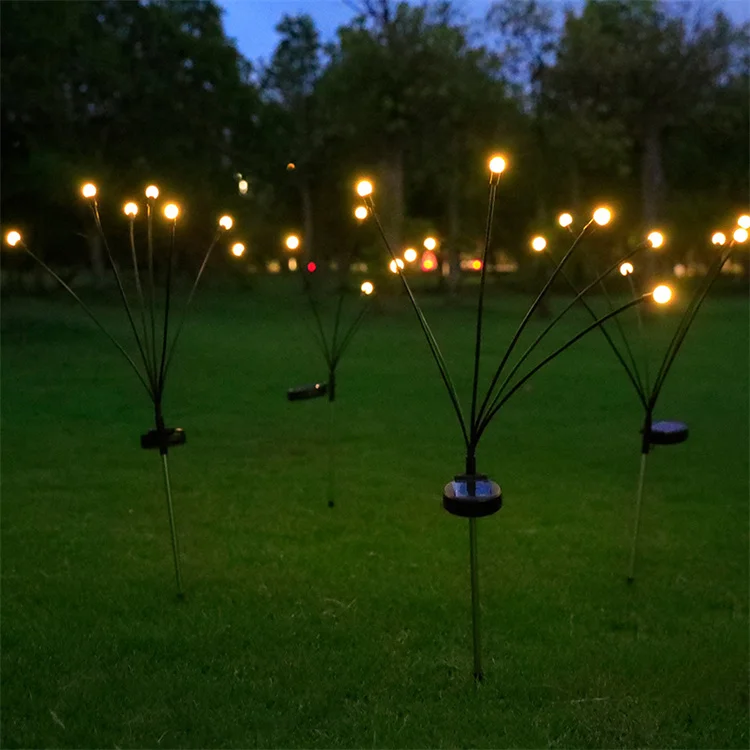 Twin Pack Starburst Swaying Solar Wind Blow Decorative Solar Garden Light Outdoor Waterproof Firefly Path Party Lamp Warm White