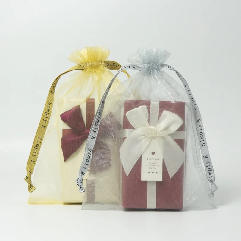 Оптовая продажа, экологически чистые Упаковочные пакеты из органзы с принтом на заказ