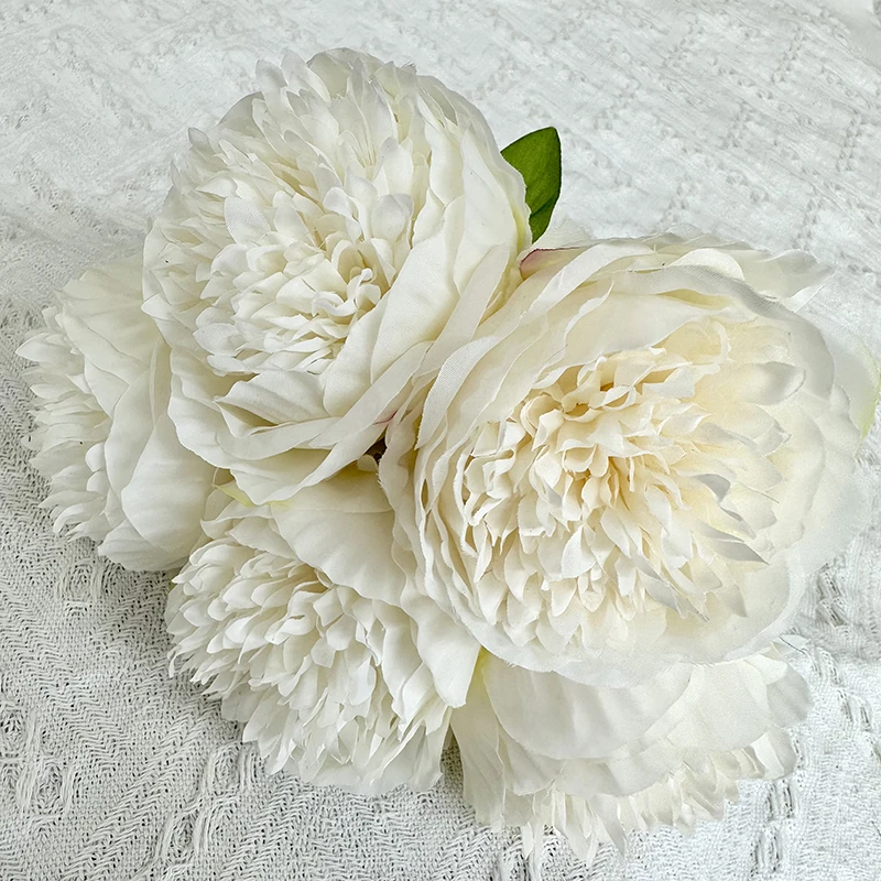 product high quality 5 head happy peony silk fabric bundle colorful artificial peonies for easter wedding decorations-52