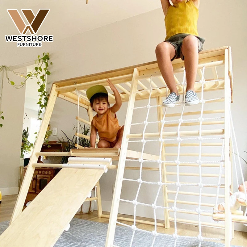 Cheap Children Climbing Frame Sale Indoor Wooden Climb Frame Slide Swing  Ramp Kids Indoor Climbing Frames