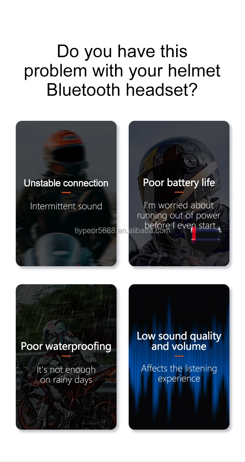 product tiypeor wireless waterproof open ear bluetooth helmet headset earbuds with led battery indicator fm radio for motorcycles-2