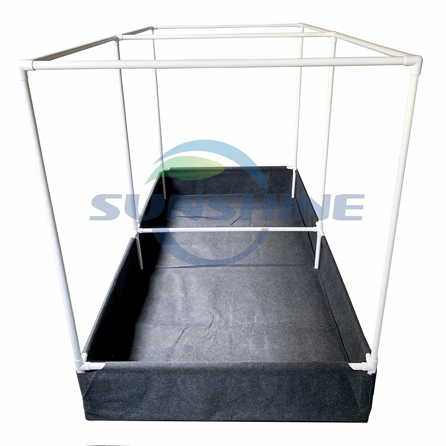4x4 4x8 Square Rectangle Custom Grow Bed Planter Non Woven Felt Fabric Waterproof Raised Garden Beds with PVC Pipe & Trellis Net