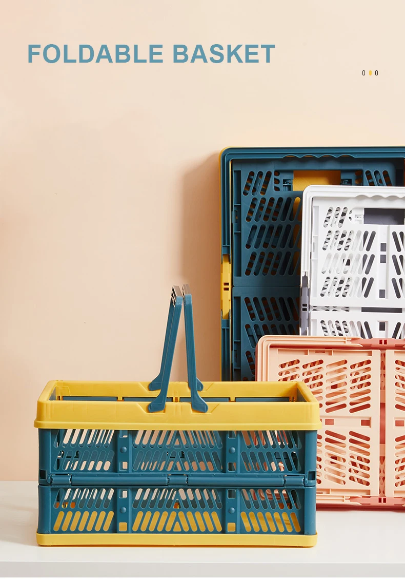 2023 New Wahsun Plastic Folding Shopping Basket With Different Colors
