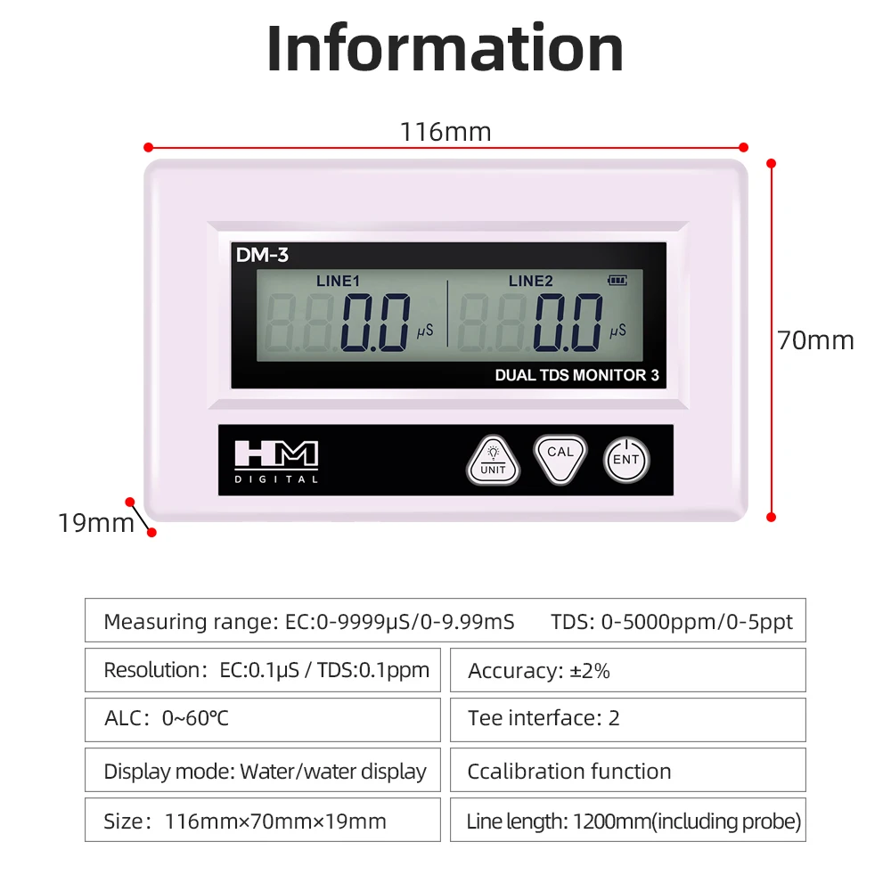New Arrivals HM DM3 Dual TDS Monitor - 3 Water Quality Detectors