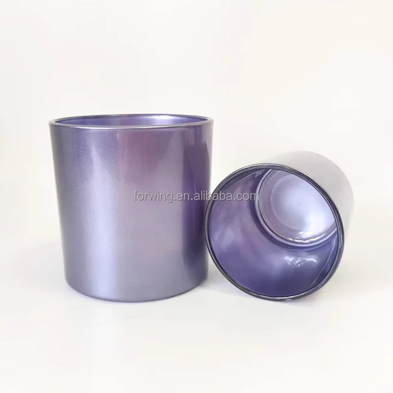 luxury empty pearlized bule glass candle holder massage unique candle jars set with lid for candle making manufacture