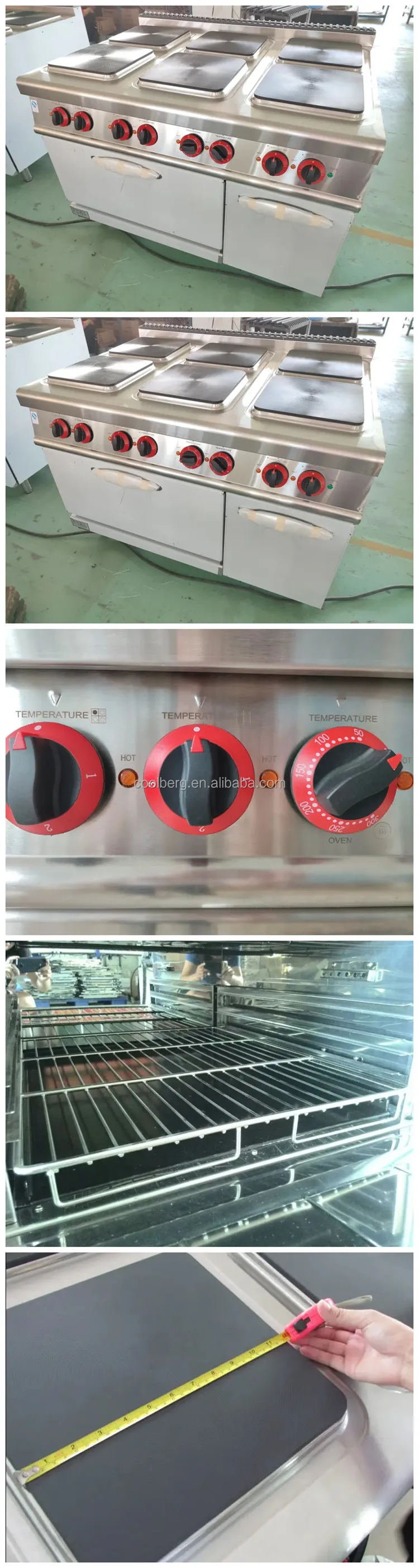 Stainless Steel Commercial Electric 6 Hot Plate Cooker With Oven For