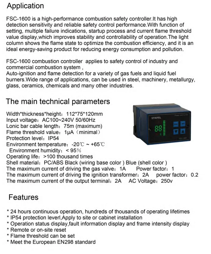 product fsc 1600 industrial gas burner temperature control box electronic flame program sequence thermostat controller-5