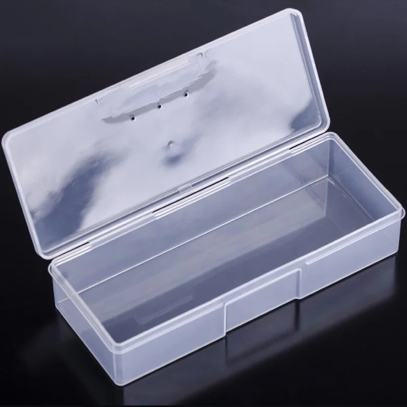Clear Plastic Rectangle Storage Container for Nail Art Supplies Empty Organizer Case Box Brush Pen Rhinestone-Manicure Accessory