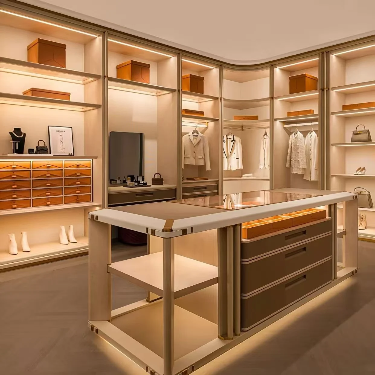 customized oem dressing room wardrobe design BALOM Custom Luxury Walk in Closet with Island Unit LED Light Modern Bedroom  Dressing Room Furniture OEM Wholesale| Alibaba.com
