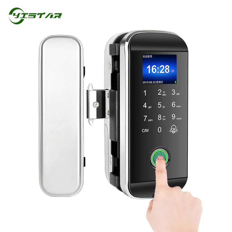 Aluminum Door Smart Lock Standalone 1000 User Capacity USB Communication Biometric Digital Lock Zinc Alloy Fingerprint Sliding