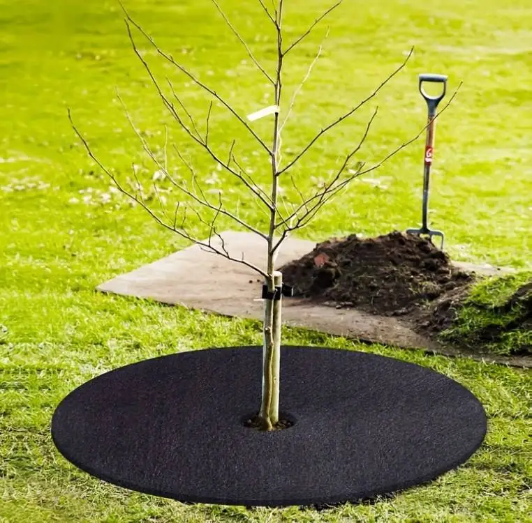 A-ONE RR015 Round Tree Mulch Ring Weed Preventer Mat Non-Woven Fabric Tree Protector Plant Cover Mat for Indoor Outdoor Garden