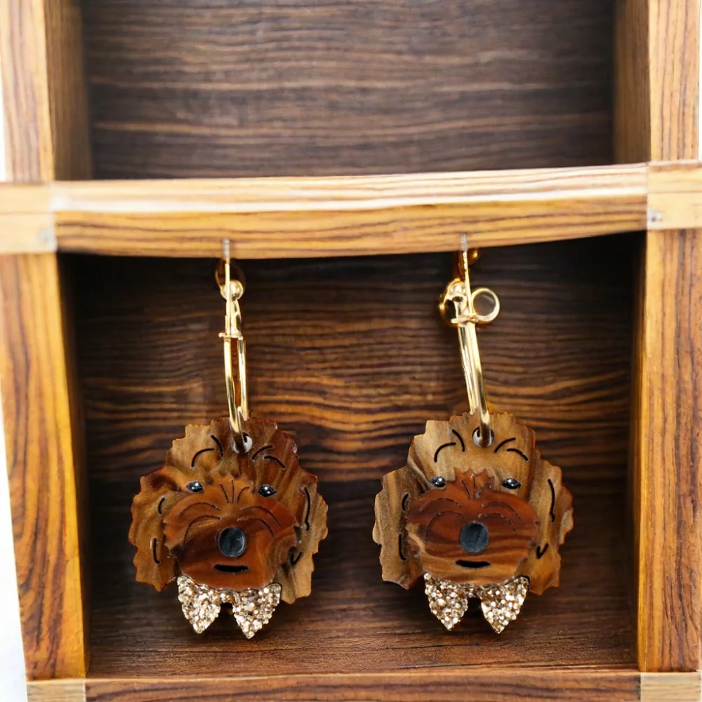 Cute Corgi Dog Acrylic Hoop Earrings for Women High Quality Trendy Animal Jewelry Yellow Gold Rhinestone Free Sample Available supplier