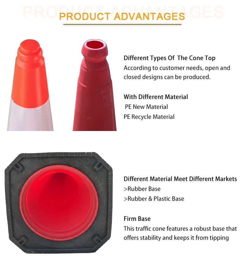 75cm low price traffic safety cones with reflective collars durable rubber red construction cones for home road parking use-2