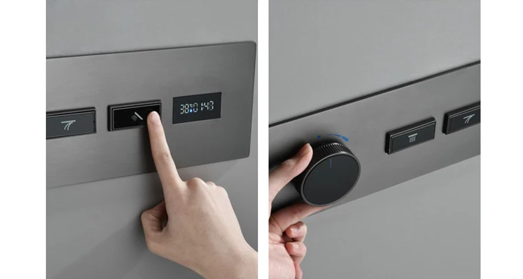 Juego de mezclador de ducha con pantalla digital oculta, montado en la pared, frío y caliente