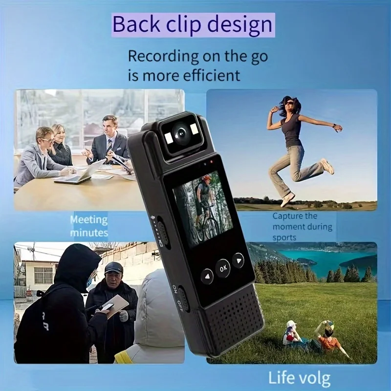 Screen H82 Portable Back Clip Audio Video Recorder Camera With Starlight Night Vision Action Body Worn Camera