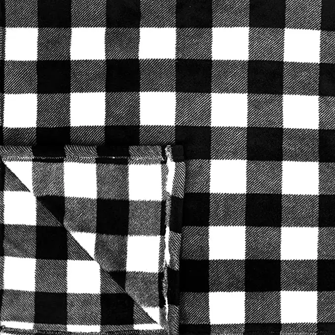 Flannel Fleece Buffalo Checker Blanket for King Bed Super Soft Velvet Plaid Pattern Checkered Decorative Throw